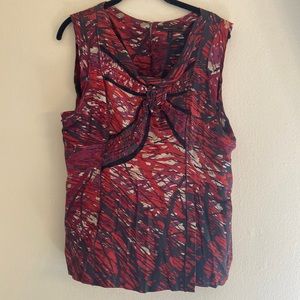 BCBG L silk blouse color swirl sleeveless shell